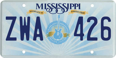 MS license plate ZWA426