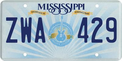 MS license plate ZWA429