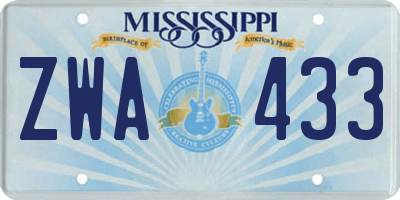 MS license plate ZWA433
