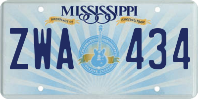 MS license plate ZWA434