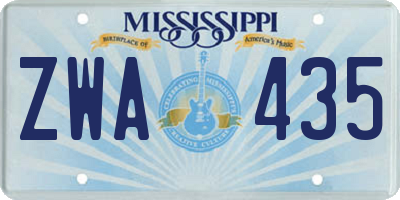 MS license plate ZWA435