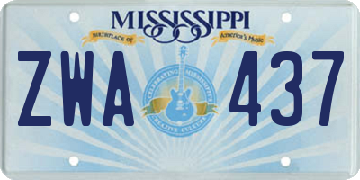 MS license plate ZWA437