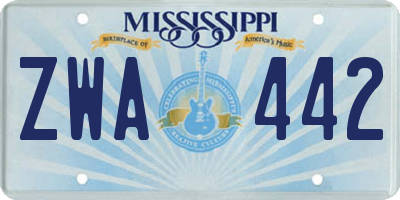 MS license plate ZWA442