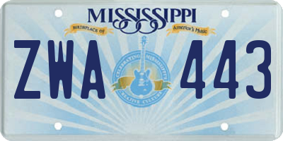 MS license plate ZWA443