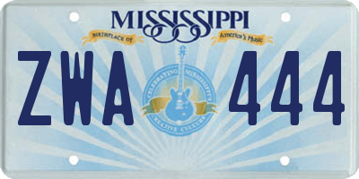MS license plate ZWA444