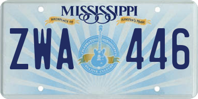 MS license plate ZWA446