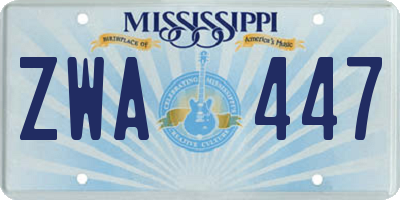 MS license plate ZWA447