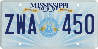 MS license plate ZWA450