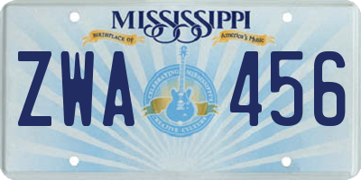MS license plate ZWA456