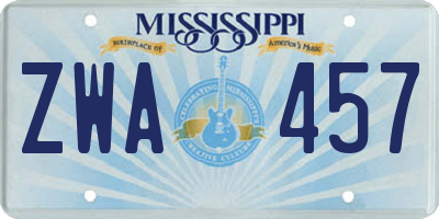 MS license plate ZWA457