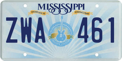 MS license plate ZWA461