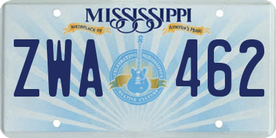 MS license plate ZWA462
