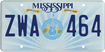 MS license plate ZWA464