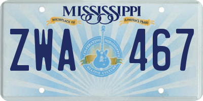 MS license plate ZWA467