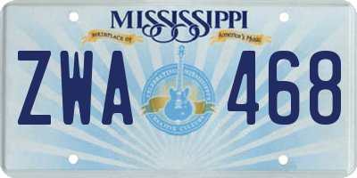 MS license plate ZWA468