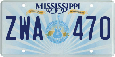 MS license plate ZWA470
