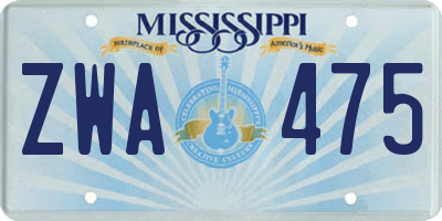 MS license plate ZWA475