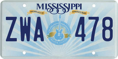 MS license plate ZWA478