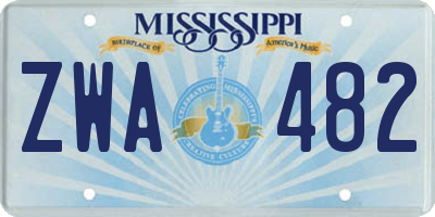 MS license plate ZWA482