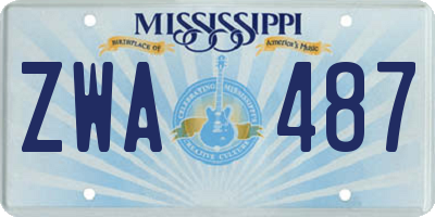 MS license plate ZWA487