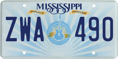 MS license plate ZWA490