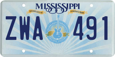 MS license plate ZWA491
