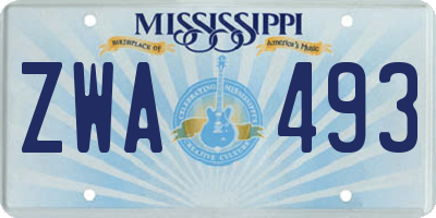 MS license plate ZWA493