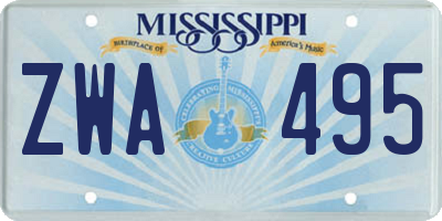 MS license plate ZWA495