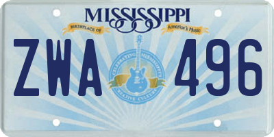 MS license plate ZWA496