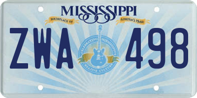 MS license plate ZWA498