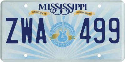 MS license plate ZWA499