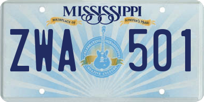 MS license plate ZWA501