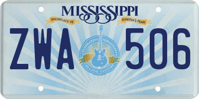 MS license plate ZWA506