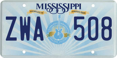 MS license plate ZWA508