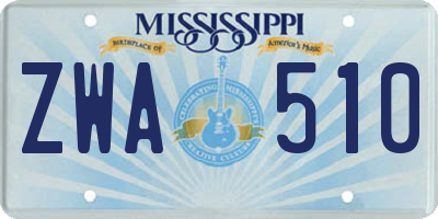 MS license plate ZWA510