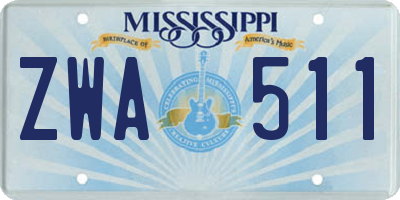 MS license plate ZWA511