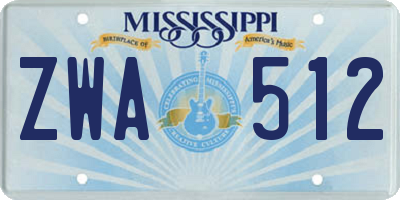 MS license plate ZWA512