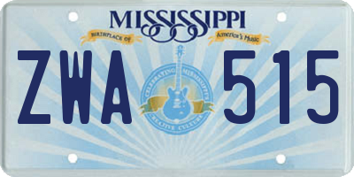 MS license plate ZWA515