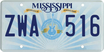 MS license plate ZWA516