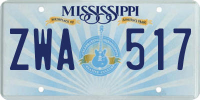 MS license plate ZWA517