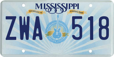 MS license plate ZWA518