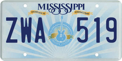MS license plate ZWA519