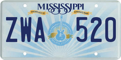 MS license plate ZWA520