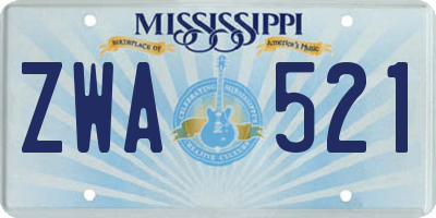 MS license plate ZWA521