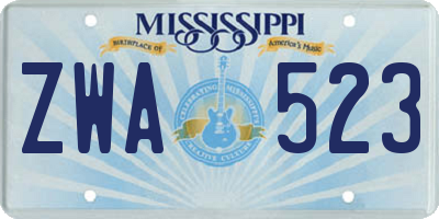 MS license plate ZWA523