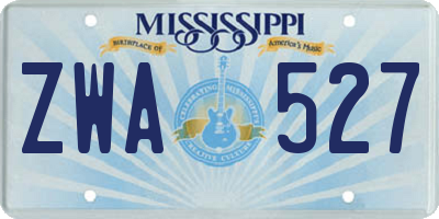 MS license plate ZWA527