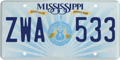 MS license plate ZWA533