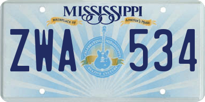 MS license plate ZWA534