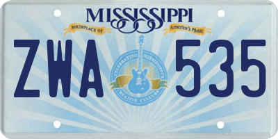 MS license plate ZWA535
