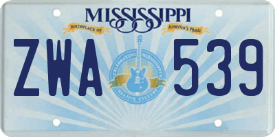 MS license plate ZWA539